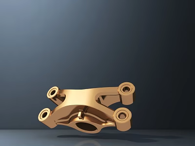 Golden Metal Connecting Bracket for Road Infrastructure with Multiple Holes 3d model