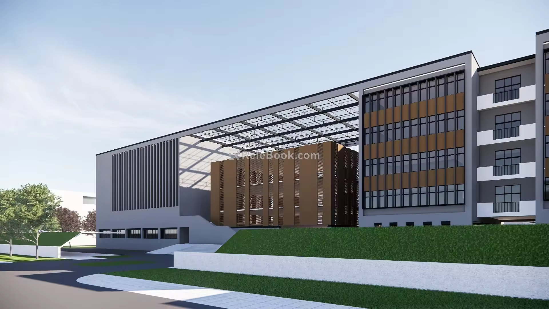 modern school building modern teaching building modern primary and secondary school 3d model