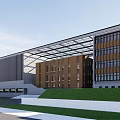 modern school building modern teaching building modern primary and secondary school 3d model