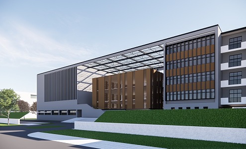 modern school building modern teaching building modern primary and secondary school 3d model