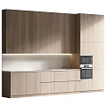 Modern Kitchen Interior Design With Wooden Cabinets Countertop And Integrated Appliances
