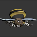 Bee Themed Anthropomorphic Game Movie Character 3D Model With Blue Wings And Striped Costume