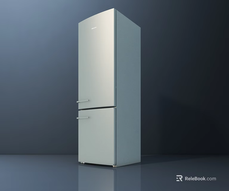 Sleek Modern Silver Double Door Refrigerator For Home Kitchen Use 3d model 