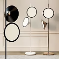 Modern Minimalist Floor Lamps With Round Black Metallic Shades Light Wall Background