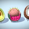 Unique Single Sofas With Creative Avocado Coconut And Spiky Fruit Shaped Designs