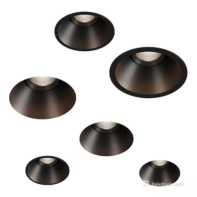 Black Modern LED Downlights And Spotlights With Sleek Round Design For Home Interior Lighting 3d model 