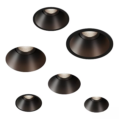 Black Modern LED Downlights And Spotlights With Sleek Round Design For Home Interior Lighting 3d model