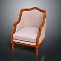 Elegant Wooden Accent Chair With Curved Armrests And Light Upholstered Seat