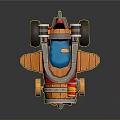 3D Cosmic Themed Rocket Toy Car With Blue Seat And Propeller Wheels