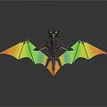 Horned Dragon 3D Origami Model With Black Body And Green Orange Gradient Wings