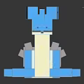Blue Pixel Art Dinosaur Creature Model With Blocky Design And Smooth Details 3d model