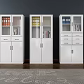 Modern White Bookcase With Glass Doors Files Books And Drawer Storage