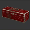 Red Metal Box With Cracked Surface Rusted Details And Metal Handle