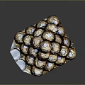 Chocolate Truffles Pyramid Stack With Powdered Sugar Topping On Shiny Tray Dark Background