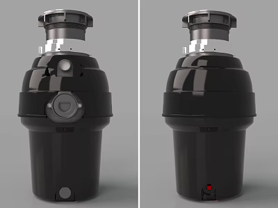 Black Modern Kitchen Garbage Disposer Appliance With Top Metal Cover And Control Button 3d model