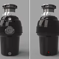 Black Modern Kitchen Garbage Disposer Appliance With Top Metal Cover And Control Button