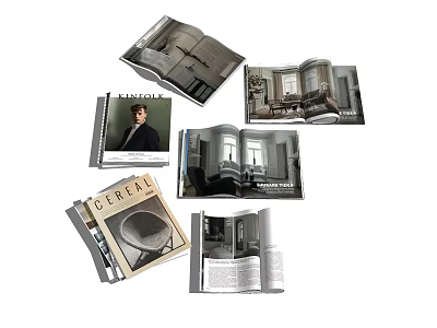 Open Books And Magazines Showing Pages With Photos And Text Content 3d model