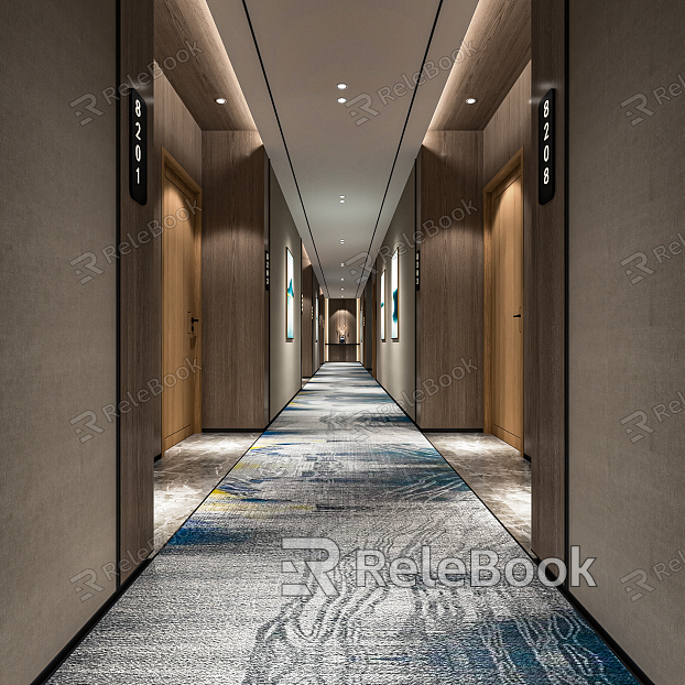 Modern Hotel Away Hotel Corridor Entrance Away Hotel Front Lobby View Sick Guest Room Door model