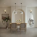 Modern Living And Dining Room Interior With Sofa Armchair Coffee Table Open Kitchen And Fireplace
