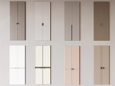 Sleek Modern Wardrobe Doors in Multiple Colors and Minimalist Handle Designs 3d model