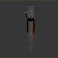 AK Rifle With Wooden Stock Handguard And Metal Barrel On Gray Reflective Background