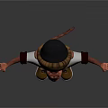Cartoon Monkey Character Wearing Brown Overalls White T-Shirt and Cap with Arms Outstretched