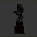 Majestic Eagle Statue With Black And Brown Base And Inscribed Plaque