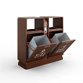 Public Trash Bins With Recycling Compartments And Wooden Design For Waste Separation