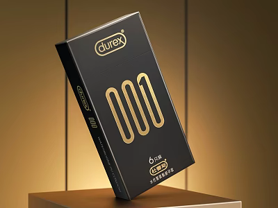 Durex 001 Condom Package Display On Pedestal With Warm Background 3d model