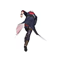 Action Game Movie Character With White Hair Long Coat Dynamic Running Stance