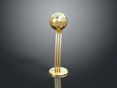 Elegant Gold Floor Lamp With Spherical Shade And Column Base Design 3d model