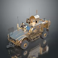 Golden Military Armored Tank With Antennas Equipment And Reflective Surface