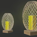 Outdoor Lights with Woven Oval Structure and Yellow Illumination on Square Base
