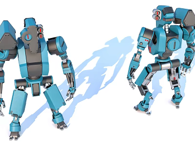 Two Blue Sci Fi Robot Characters In Games And Films 3d model