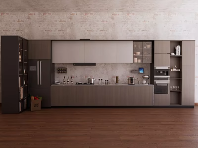 Modern Kitchen Interior With Wall And Base Cabinets Countertop And Storage 3d model