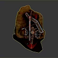 Futuristic Red Brown Weapon With Metallic Gear Structure And Red Light Effects