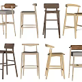 Various Modern Bar Stools With Wooden Frames Different Upholstered Seats And Stylish Designs
