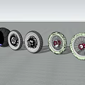 Various Motorcycle Tires With Different Tread Patterns And Rim Designs On 3d model