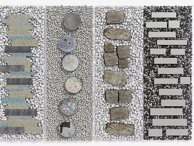 Stepping Stones Design For Garden Pathway With Natural Stone And Various Patterns 3d model