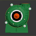 Green Mechanical Industrial Pump With Red Inner Part And Metal Bolts