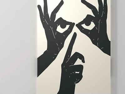 Abstract Black And White Artwork With Hand And Eye Design For Wall Decor 3d model