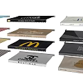 Various Commercial Awnings Featuring Branded Logos And Stylish Designs With Different Patterns And Colors