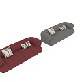 Gray and Red Upholstered Multi-seater Sofas with Decorative Pillows Modern Segmented Rounded Arms 3d model