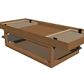 Modern Wooden Table Set With Cushioned Compartments And Open Lower Shelf 3d model