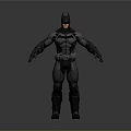 Man Dressed As Batman In Detailed Black Costume With Muscular Build And Bat Helmet