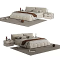 Double bed with Minotti backrest 3d model