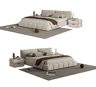 Double bed with Minotti backrest 3d model