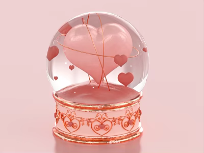 Love Crystal Ball Peach Heart Valentine's Day Beautiful Chen Red Heart Valentine's Day Ornaments Wedding Ornaments 3d model