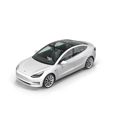 White Electric Sedan With Modern Design Sleek Exterior Panoramic Sunroof And Alloy Wheels 3d model