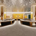 Century old Traditional Style Jewelry Store Featuring Golden Decorated Storefront And Display Windows